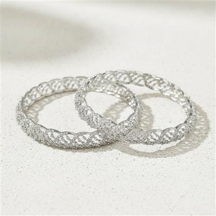 Cz Classic Bangles With Rhodium Plating