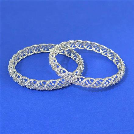Cz Classic Bangles With Rhodium Plating