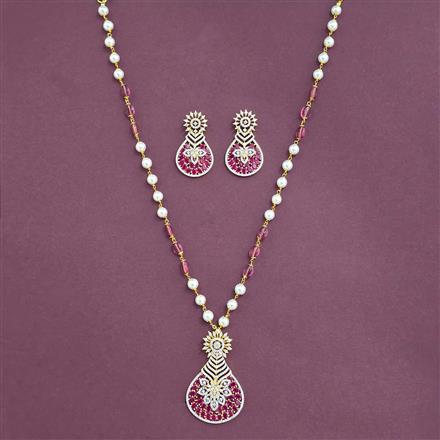 Cz Classic Pendant Set With 2 Tone Plating