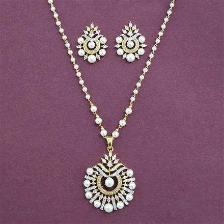 Cz Classic Pendant Set With 2 Tone Plating