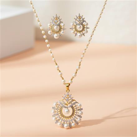Cz Classic Pendant Set With 2 Tone Plating