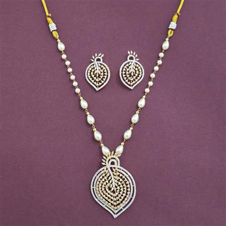 Cz Classic Pendant Set With 2 Tone Rhodium Plating