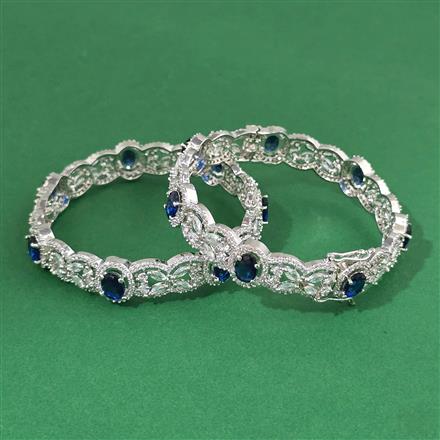 Cz Openable Bangles With Rhodium Plating