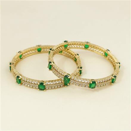 Cz Classic Bangles With Mehndi Plating