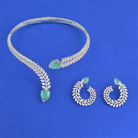 Cz Classic Necklace Set With Rhodium Plating