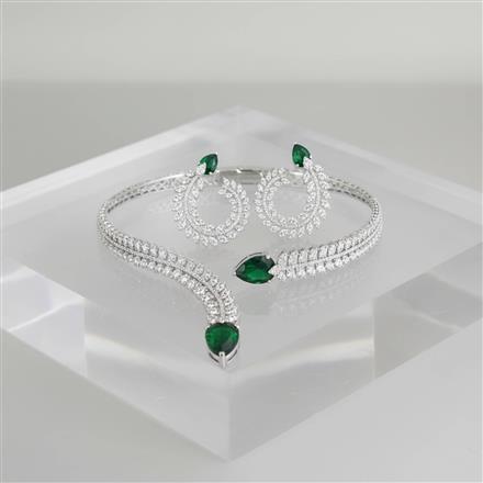 Cz Classic Necklace Set With Rhodium Plating