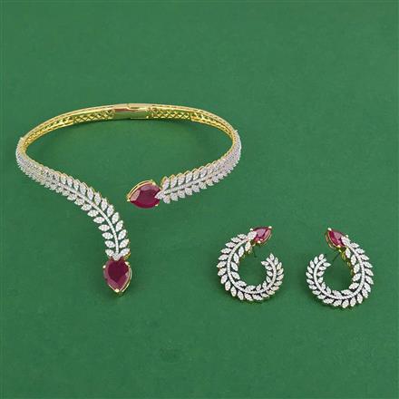 Cz Classic Necklace Set With 2 Tone Plating