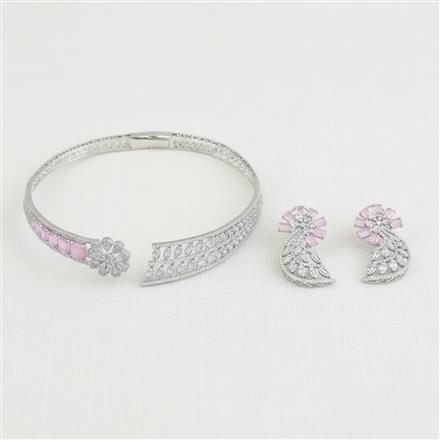 Cz Classic Necklace Set With Rhodium Plating