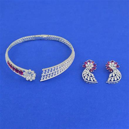 Cz Classic Necklace Set With Rhodium Plating