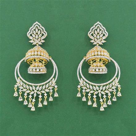 Cz Classic Earring With Carat 2 Tone Rhodium Plating