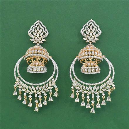 Cz Classic Earring With Carat 2 Tone Rhodium Plating