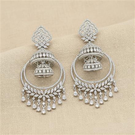 Cz Classic Earring With Carat 2 Tone Rhodium Plating
