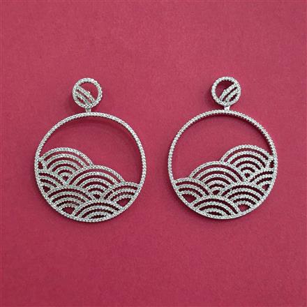 American Diamond Classic Earring With 2 Tone Carat Rhodium Plating