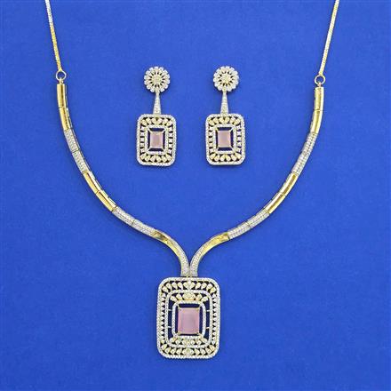 Cz Classic Necklace Set With Gold Plating