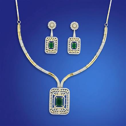 Cz Classic Necklace Set With Gold Plating