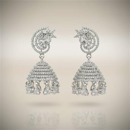 Cz Jhumki With Mehndi 2 Tone Rhodium Plating