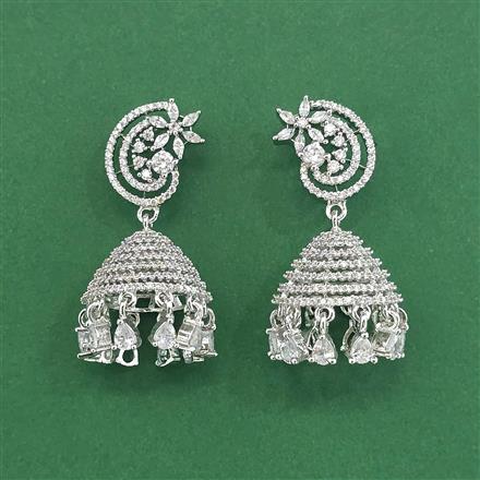 Cz Jhumki With Mehndi 2 Tone Rhodium Plating