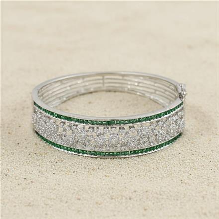 Cz Openable Kada With Rhodium Plating