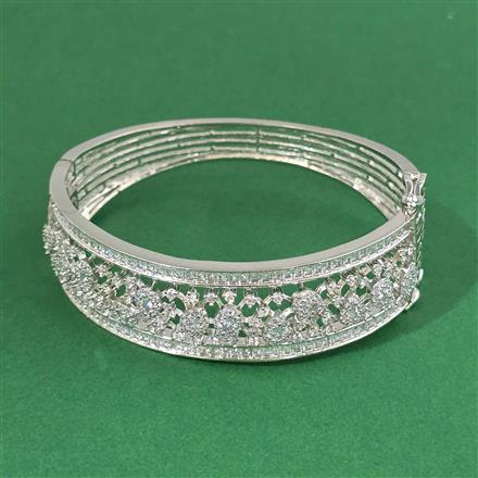 Cz Openable Kada With Rhodium Plating