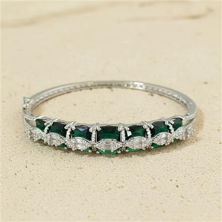 Cz Openable Kada With Rhodium Plating