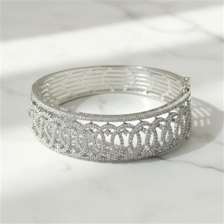 Cz Openable Kada With Mehndi 2 Tone Rhodium Plating