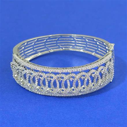 Cz Openable Kada With Mehndi 2 Tone Rhodium Plating