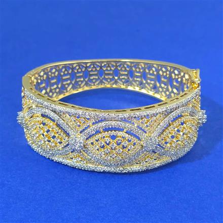 Cz Openable Kada With Mehndi 2 Tone Rhodium Plating