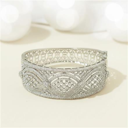 Cz Openable Kada With Mehndi 2 Tone Rhodium Plating