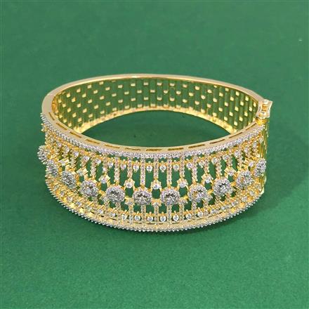 Cz Openable Kada With Mehndi 2 Tone Rhodium Plating