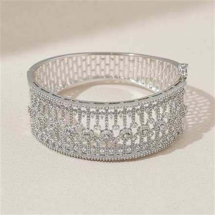 Cz Openable Kada With Mehndi 2 Tone Rhodium Plating