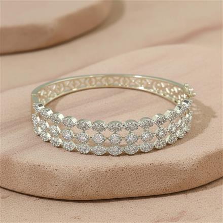 Cz Openable Kada With Mehndi 2 Tone Rhodium Plating