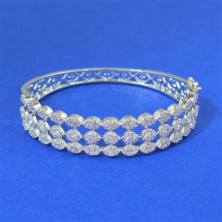 Cz Openable Kada With Mehndi 2 Tone Rhodium Plating