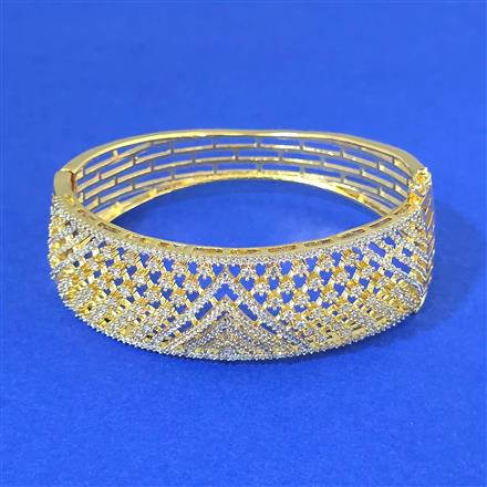 Cz Openable Kada With Mehndi 2 Tone Rhodium Plating