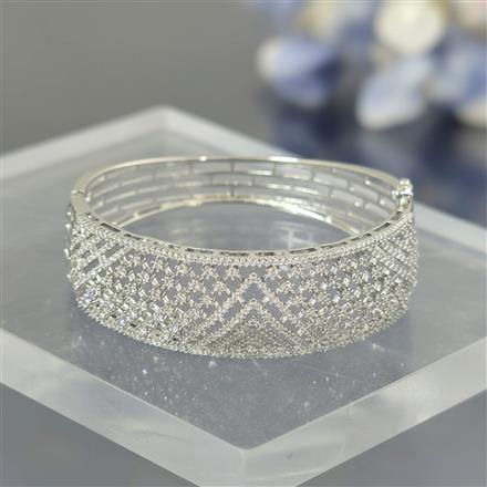 Cz Openable Kada With Mehndi 2 Tone Rhodium Plating