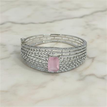 American Diamond Openable Kada With Rhodium Plating