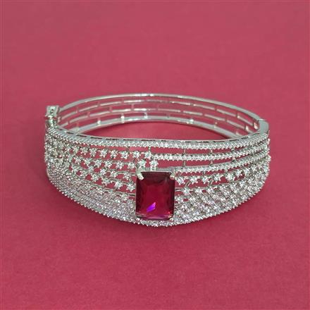 American Diamond Openable Kada With Rhodium Plating