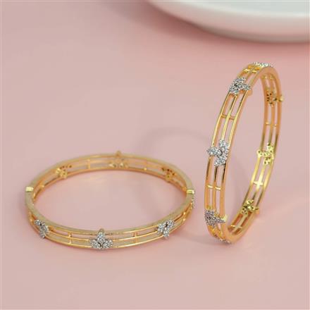Cz Classic Bangles With 2 Tone Plating