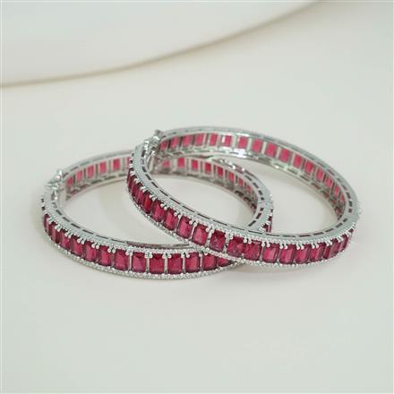Cz Openable Bangles With Rhodium Plating