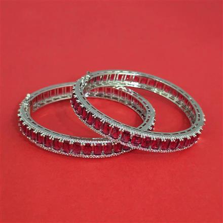 Cz Openable Bangles With Rhodium Plating