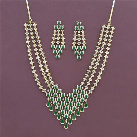 Cz Classic Necklace Set With Gold Plating