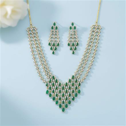 Cz Classic Necklace Set With Gold Plating