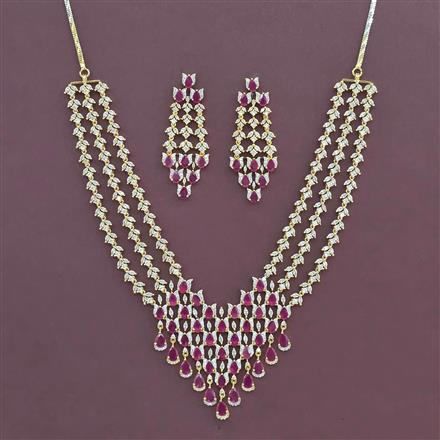 Cz Classic Necklace Set With Gold Plating