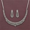 Cz Classic Necklace Set With Mehndi 2 Tone Rhodium Plating
