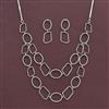 Cz Classic Necklace Set With 2 Tone Rhodium Plating