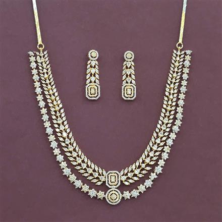 Cz Classic Necklace Set With 2 Tone Rhodium Plating