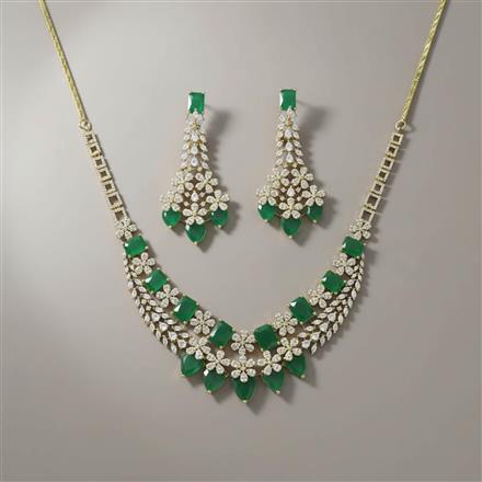Cz Classic Necklace Set With Mehndi Plating