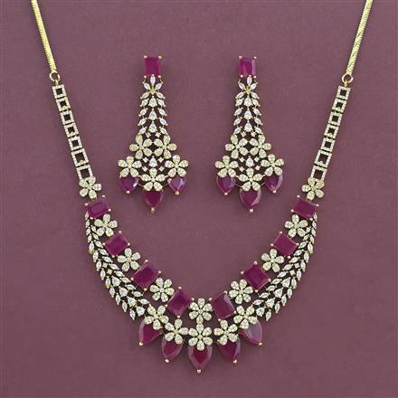 Cz Classic Necklace Set With Mehndi Plating