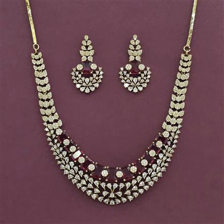 Cz Classic Necklace Set With Mehndi Plating