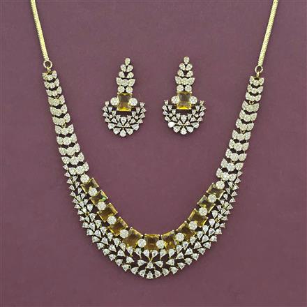 Cz Classic Necklace Set With Mehndi Plating
