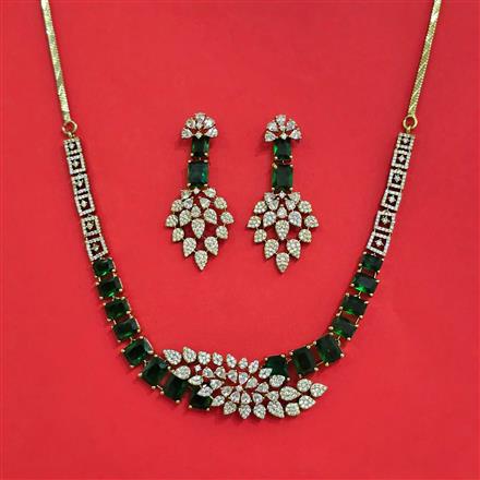 Cz Classic Necklace Set With Mehndi Plating